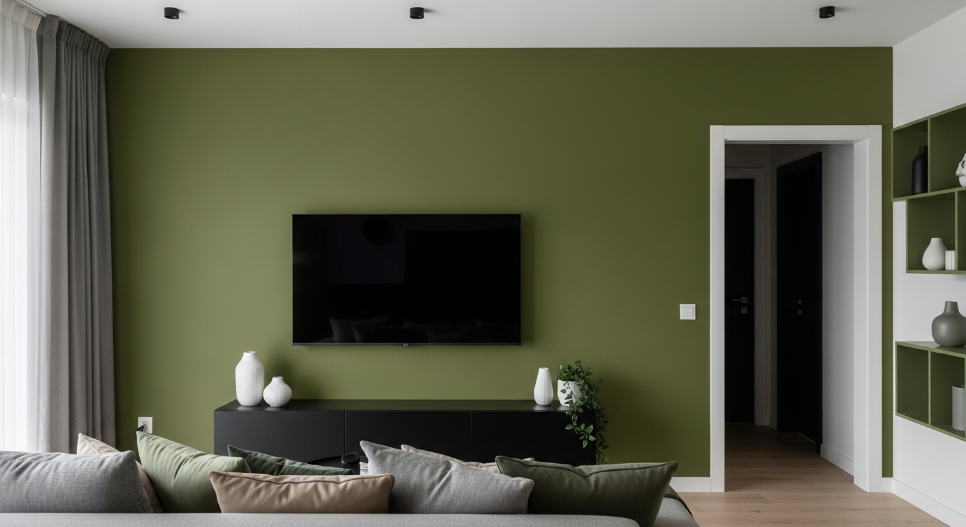 Vibrant green interior room